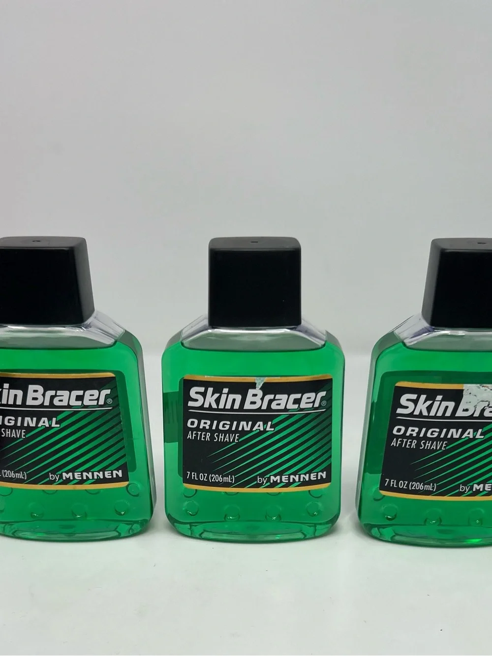 Skin Bracer By Mennen Original Aftershave Lot Of 3 Each One Is 7 Oz. New Unused